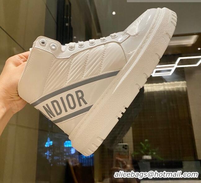 Best Product Dior D-Player Boot Sneakers in Quilted Nylon White/Grey 092426