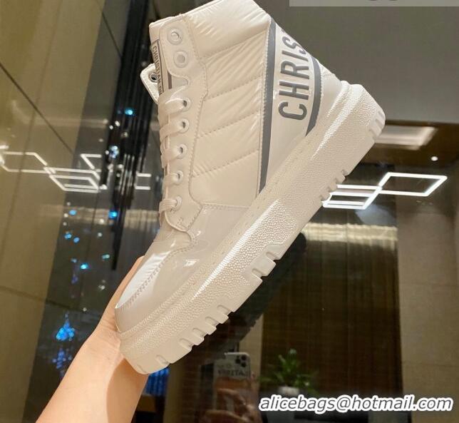 Best Product Dior D-Player Boot Sneakers in Quilted Nylon White/Grey 092426