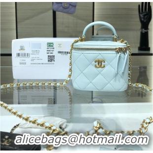 Classic Chanel Original Small classic chain box handbag AP2198 Light Blue