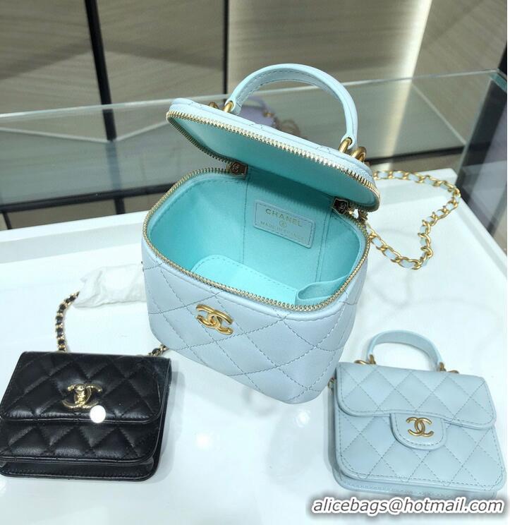 Classic Chanel Original Small classic chain box handbag AP2198 Light Blue