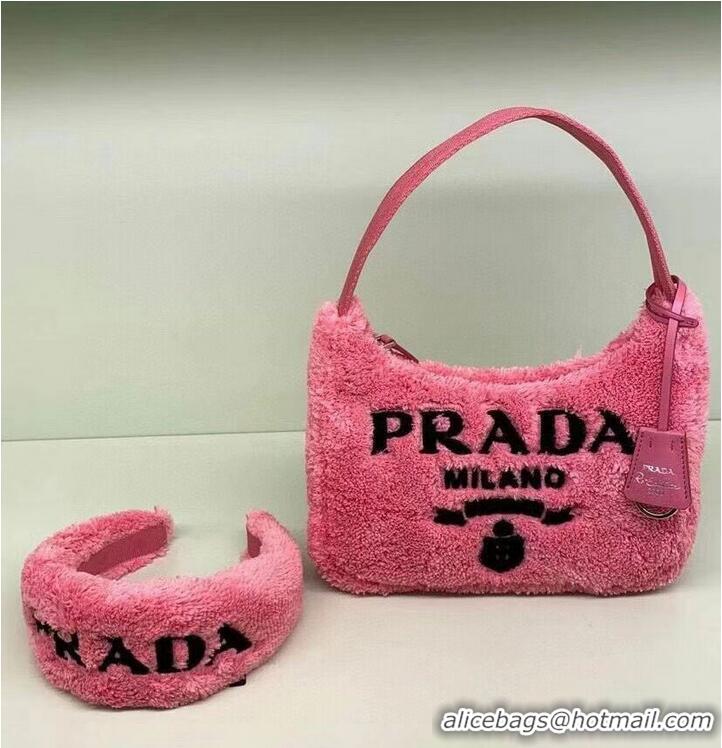 Buy Fashionable Prada Re-Edition 2000 terry mini-bag 1NE515 pink