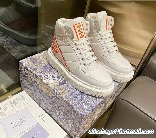 Charming Dior D-Player Boot Sneakers in Quilted Nylon White/Pink 092428