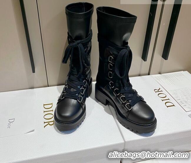 Top Quality Dior D-Fight Ankle Boots in Black Lambskin 092432