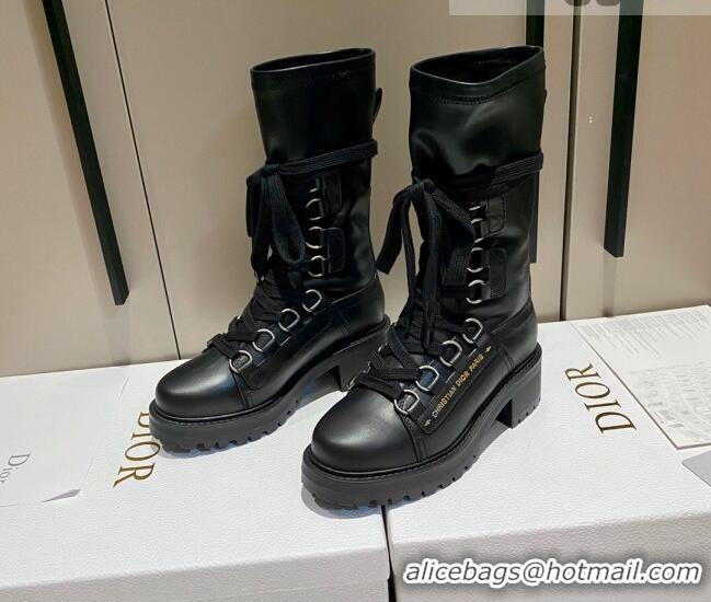 Top Quality Dior D-Fight Ankle Boots in Black Lambskin 092432