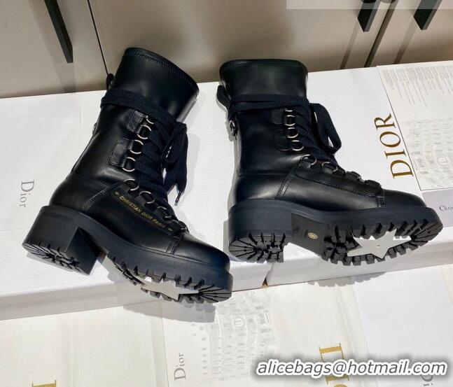 Top Quality Dior D-Fight Ankle Boots in Black Lambskin 092432