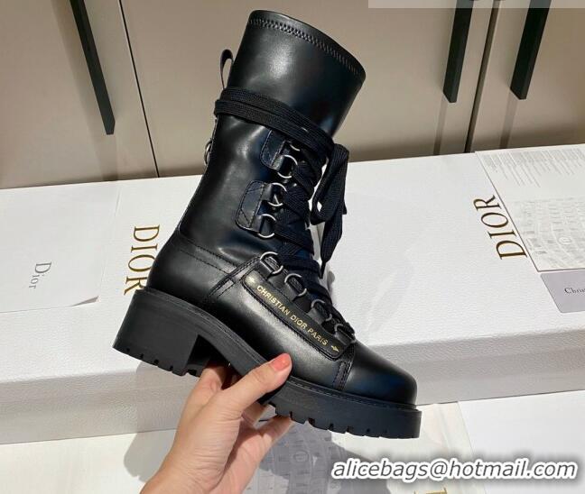 Top Quality Dior D-Fight Ankle Boots in Black Lambskin 092432