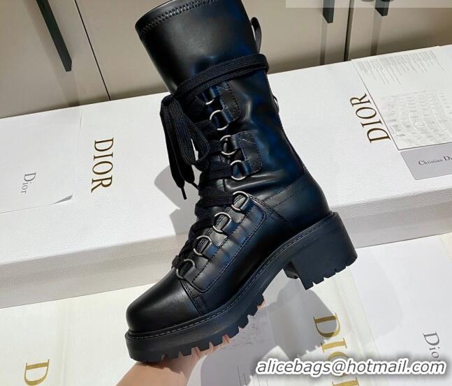 Top Quality Dior D-Fight Ankle Boots in Black Lambskin 092432