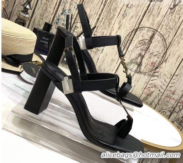 Best Price Saint Laurent YSL Calfskin Sandals 7.5cm 070646 Black