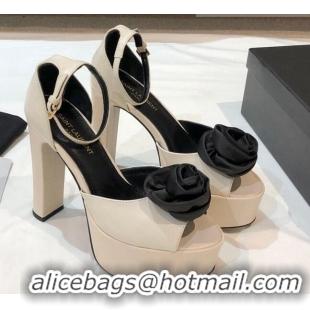 Charming Saint Laurent Calfskin Platform Sandals 13.5cm 070939 White 2021