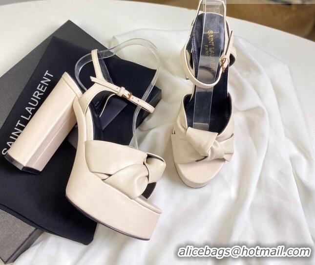 Grade Design Saint Laurent BIANCA Sandals in Smooth Lambskin 0724051 Light Beige 2021