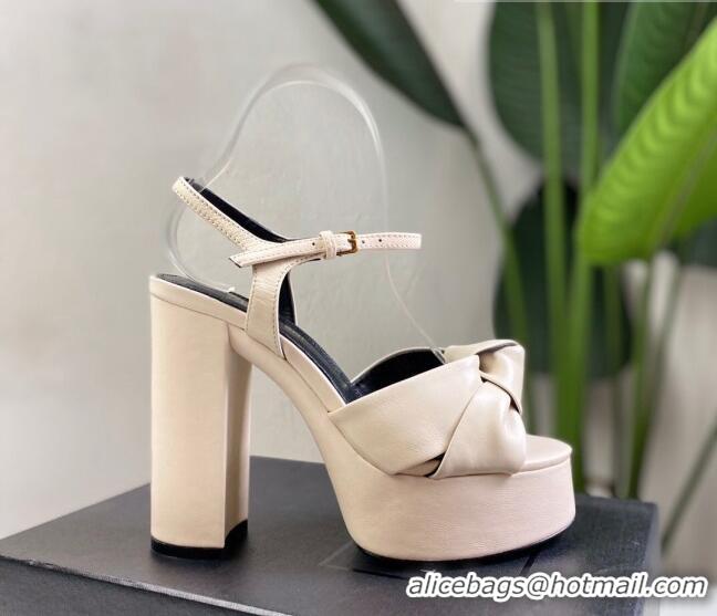 Grade Design Saint Laurent BIANCA Sandals in Smooth Lambskin 0724051 Light Beige 2021