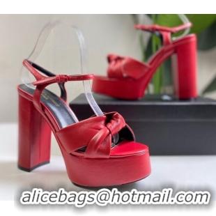 Grade Design Saint Laurent BIANCA Sandals in Smooth Lambskin 0724051 Red