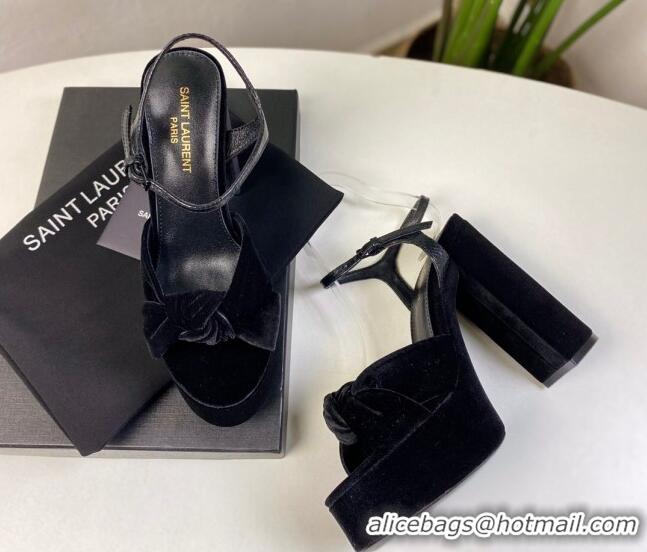 Best Luxury Saint Laurent BIANCA Sandals in 0724054 Black Velvet 2021