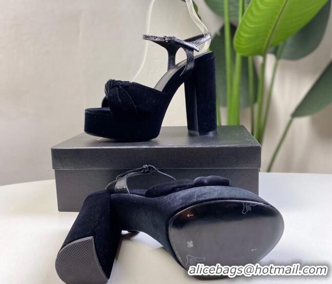 Best Luxury Saint Laurent BIANCA Sandals in 0724054 Black Velvet 2021