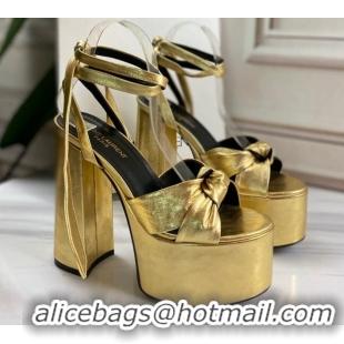 Top Quality Saint Laurent High Heel Lambskin Sandals 724055 Gold 2021