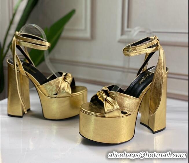 Top Quality Saint Laurent High Heel Lambskin Sandals 724055 Gold 2021