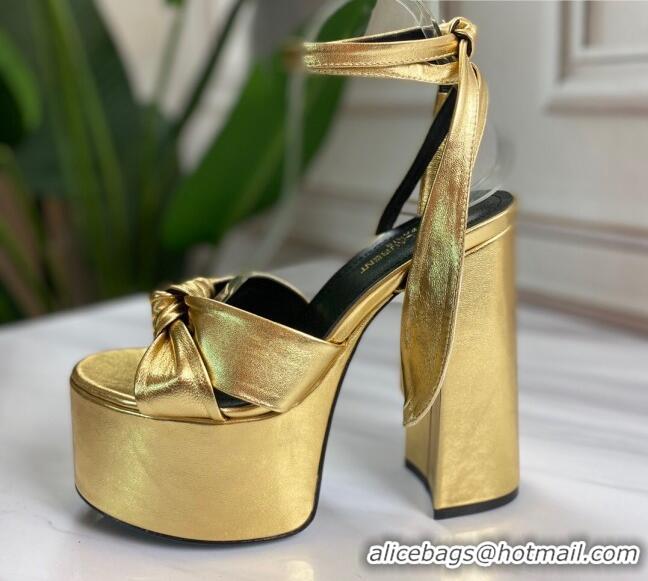 Top Quality Saint Laurent High Heel Lambskin Sandals 724055 Gold 2021