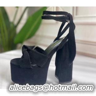 Good Quality Saint Laurent High Heel Suede Sandals 724056 Black 2021