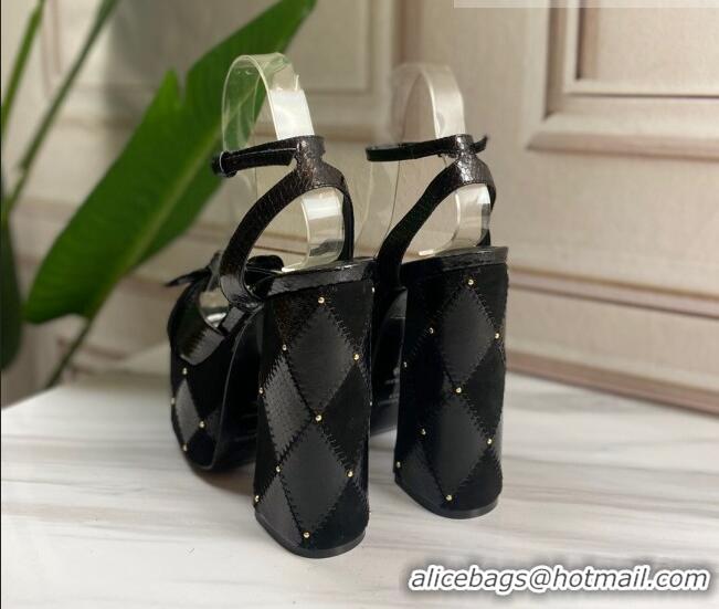 Best Design Saint Laurent BIANCA Sandals in Calfskin and Suede 724061 Black