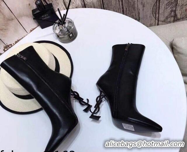 Low Cost Saint Laurent Calf Leather High YSL-Heel Ankle Boots 11CM 093048 Balck