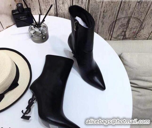 Low Cost Saint Laurent Calf Leather High YSL-Heel Ankle Boots 11CM 093048 Balck