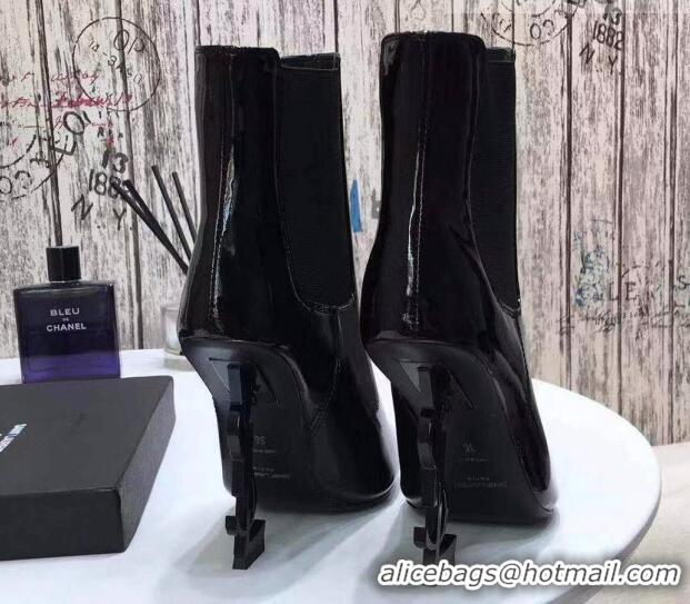 Grade Design Saint Laurent Patent Leather High YSL-Heel Ankle Boots 11CM All Balck 093051