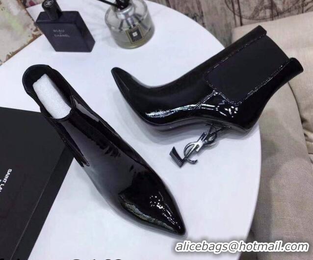 Grade Design Saint Laurent Patent Leather High YSL-Heel Ankle Boots 11CM All Balck 093051