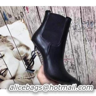 Best Quality Saint Laurent Calf Leather High YSL-Heel Ankle Boots 11CM All Balck 093052