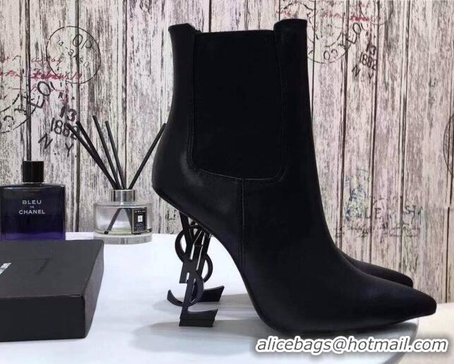 Best Quality Saint Laurent Calf Leather High YSL-Heel Ankle Boots 11CM All Balck 093052