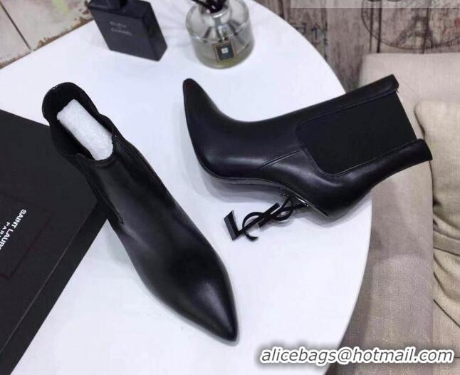 Best Quality Saint Laurent Calf Leather High YSL-Heel Ankle Boots 11CM All Balck 093052