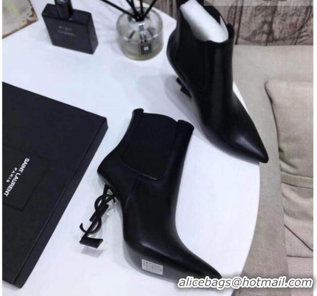 Best Quality Saint Laurent Calf Leather High YSL-Heel Ankle Boots 11CM All Balck 093052