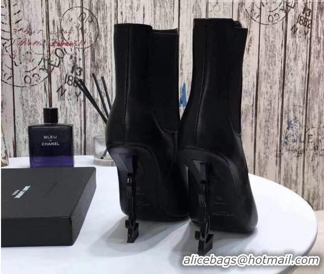 Best Quality Saint Laurent Calf Leather High YSL-Heel Ankle Boots 11CM All Balck 093052