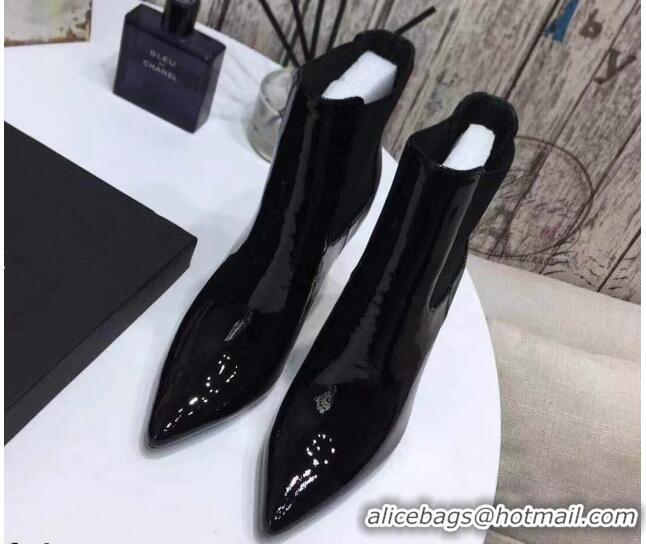 Unique Grade Saint Laurent Patent Leather High YSL-Heel Ankle Boots 11CM Balck/Gold 093054