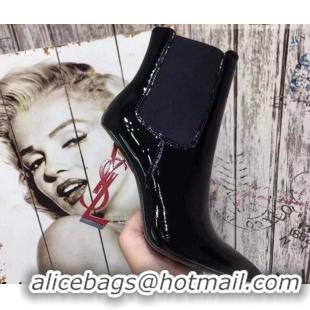 Low Price Saint Laurent Patent Leather High YSL-Heel Ankle Boots 11CM Balck/Red 093055