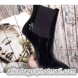 Low Price Saint Laurent Patent Leather High YSL-Heel Ankle Boots 11CM Balck/Gold 093058