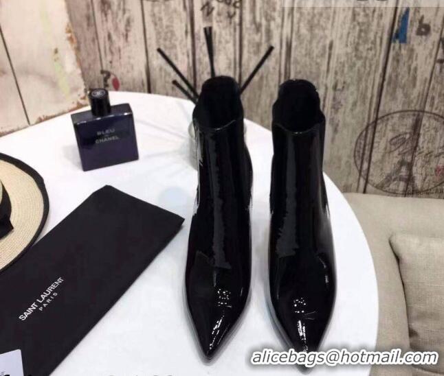 Low Price Saint Laurent Patent Leather High YSL-Heel Ankle Boots 11CM Balck/Gold 093058