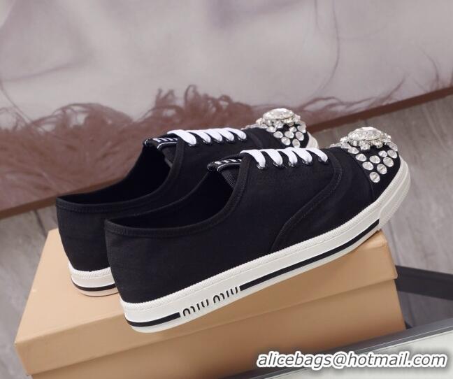 Low Cost Miu Miu Crystal Canvas Sneakers 050748 Black 2021