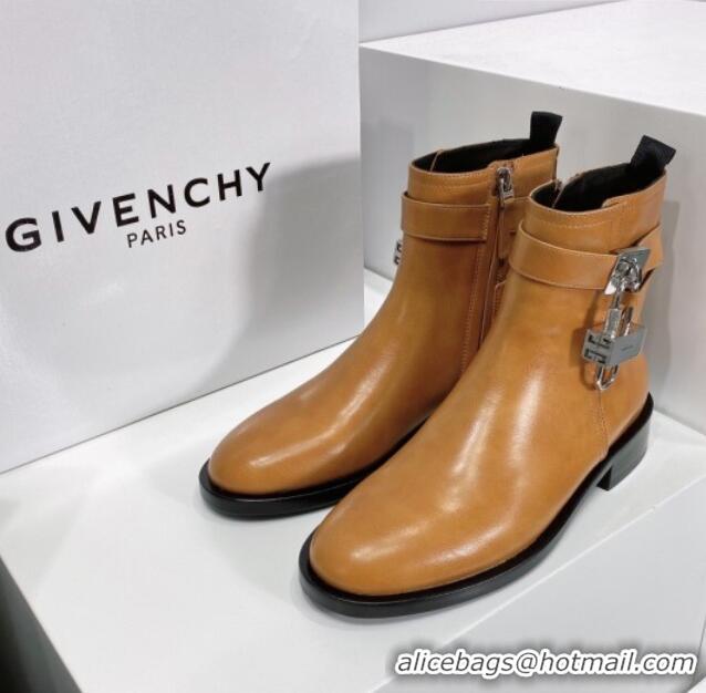 Top Quality Givenchy Padlock Calfskin Short Boots 091801 Brown 2021