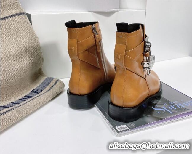 Top Quality Givenchy Padlock Calfskin Short Boots 091801 Brown 2021