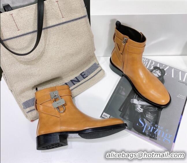 Top Quality Givenchy Padlock Calfskin Short Boots 091801 Brown 2021