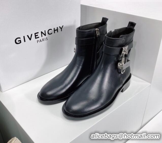 New Design Givenchy Padlock Calfskin Short Boots 091801 Black 2021