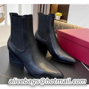 Discount Salvatore Ferragamo Viva Calfskin Chelsea Boots 5.5cm 091722 All Black 2021