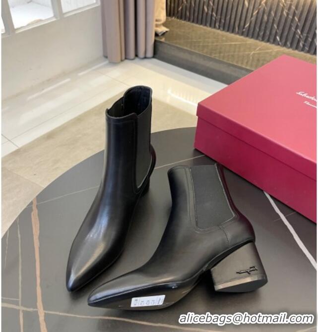 Discount Salvatore Ferragamo Viva Calfskin Chelsea Boots 5.5cm 091722 All Black 2021