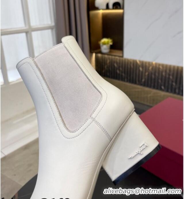 Low Cost Salvatore Ferragamo Viva Calfskin Chelsea Boots 5.5cm 091722 All White 2021