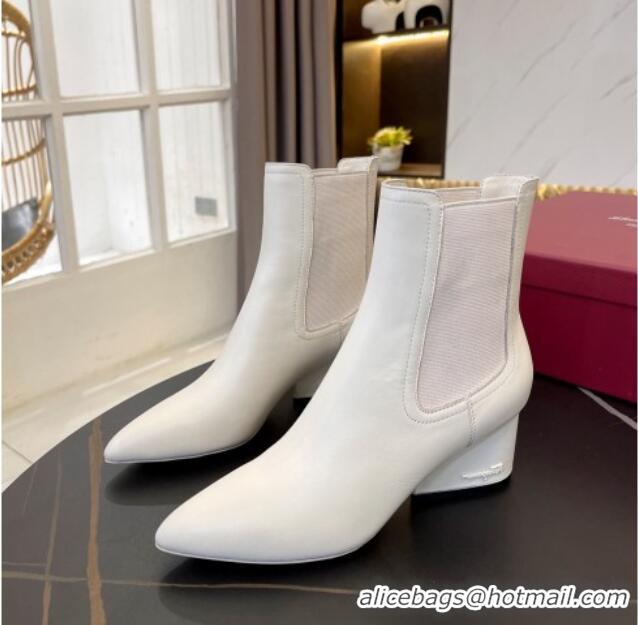 Low Cost Salvatore Ferragamo Viva Calfskin Chelsea Boots 5.5cm 091722 All White 2021