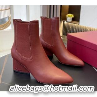 Top Quality Salvatore Ferragamo Viva Calfskin Chelsea Boots 5.5cm 091722 Maple Brown