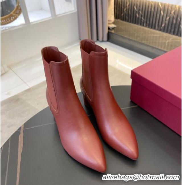 Top Quality Salvatore Ferragamo Viva Calfskin Chelsea Boots 5.5cm 091722 Maple Brown