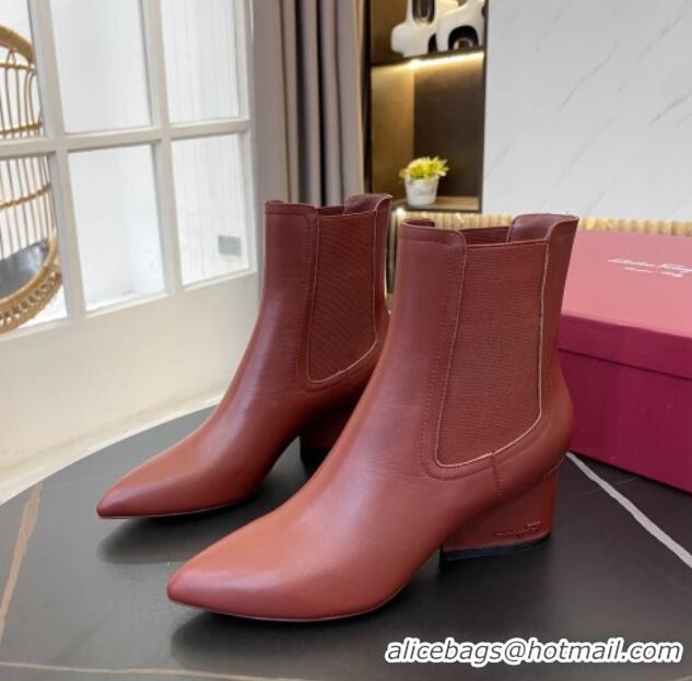 Top Quality Salvatore Ferragamo Viva Calfskin Chelsea Boots 5.5cm 091722 Maple Brown