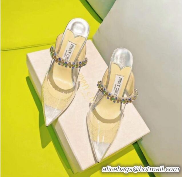 Top Quality Jimmy Choo Crystal Band Heel Mules 10cm Transparent 081208 2021