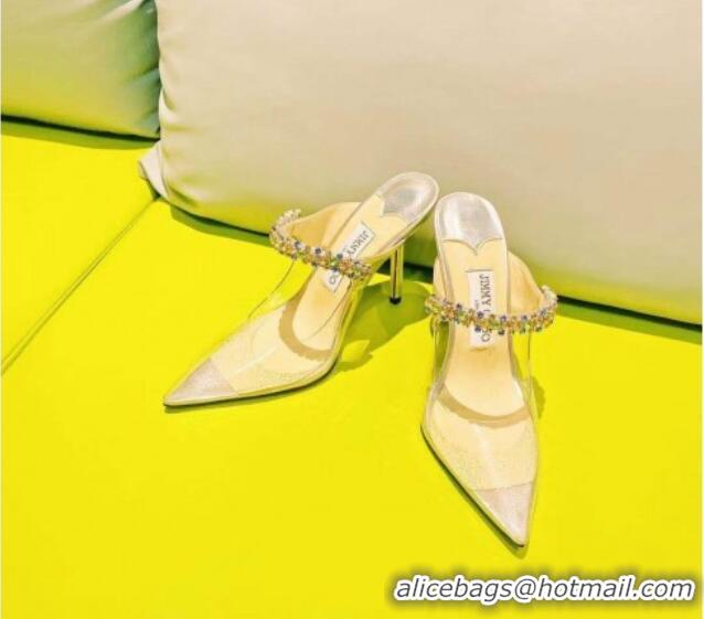 Top Quality Jimmy Choo Crystal Band Heel Mules 10cm Transparent 081208 2021